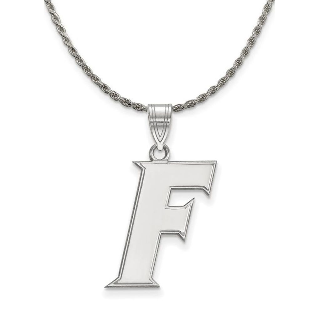 Sterling Silver U. of Florida Large Initial F Necklace - 26 In